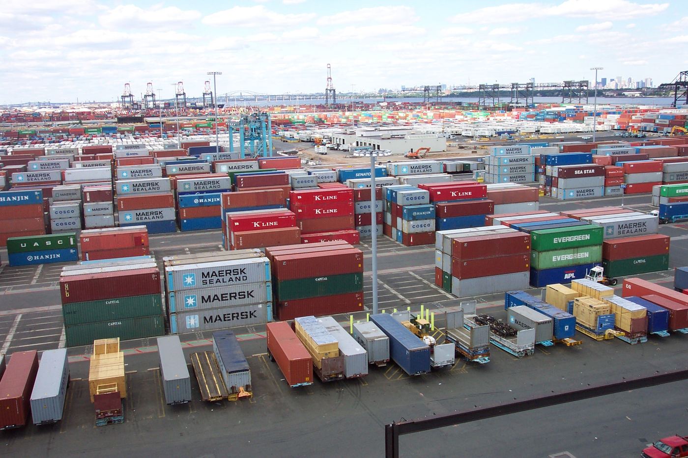 Rows of ocean containers in the New York and New Jersey port market